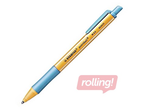 Lodīšu pildspalva Stabilo Pointball, tirkīza tinte