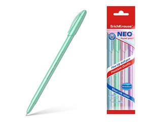 Lodīšu pildspalvu komplekts ErichKrause Neo Pastel Pearl, zila tinte, 4 gab.