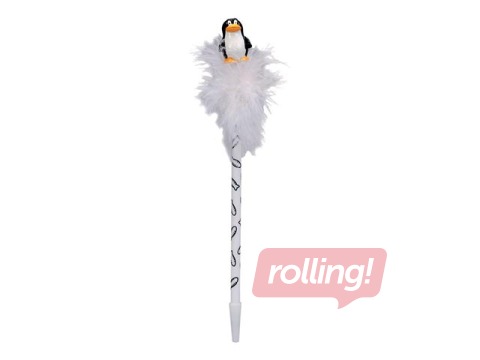 Lodīšu pildspalva Animals, balts korpuss, 0.7mm, zila