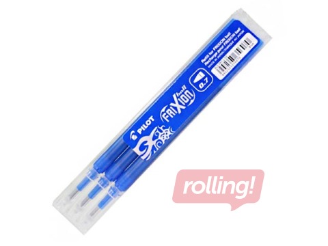 Serdenis PILOT FRIXION 0.7mm, zila tinte, 3 gab/iepakojumā