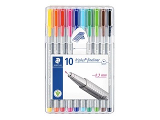 Flomāsterpildspalvu komplekts STAEDTLER TRIPLUS fineliner, 0.3mm, 10 krāsas