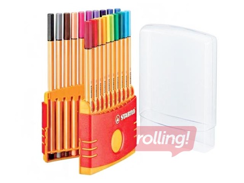 Tintes pildspalvu komplekts Stabilo Point 88 Color Parade, 0.4mm, 20 krāsas 