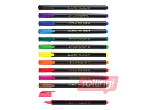 Flomāsterpildspalvas Centrum Fineliner, 0.4mm, 12 krāsas