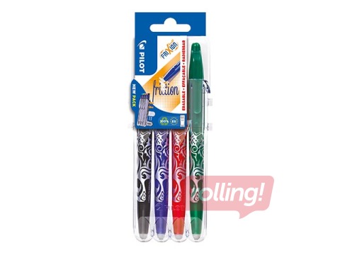 Pildspalvu rolleru komplekts Pilot Frixion Clicker, dzēšamas, 0.7mm, 4 krāsas