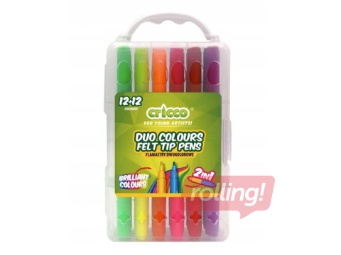 Flomāsteri Cricco DUO otas tipa, divpusīgi, 12 gab., 24 krāsas