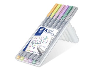 Flomāsterpildspalvu komplekts STAEDTLER TRIPLUS fineliner, 0.3mm, 6 pasteļkrāsas