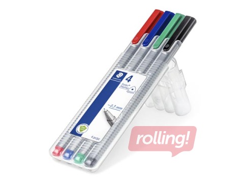 Flomāsterpildspalvu komplekts STAEDTLER TRIPLUS fineliner, 0.3mm, 4 krāsas