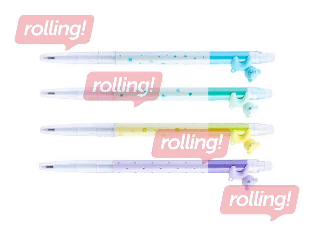 Gēla pildspalva Happy Color, Hello Bears, Pastel, dzēšama, zila tinte, 0.5mm