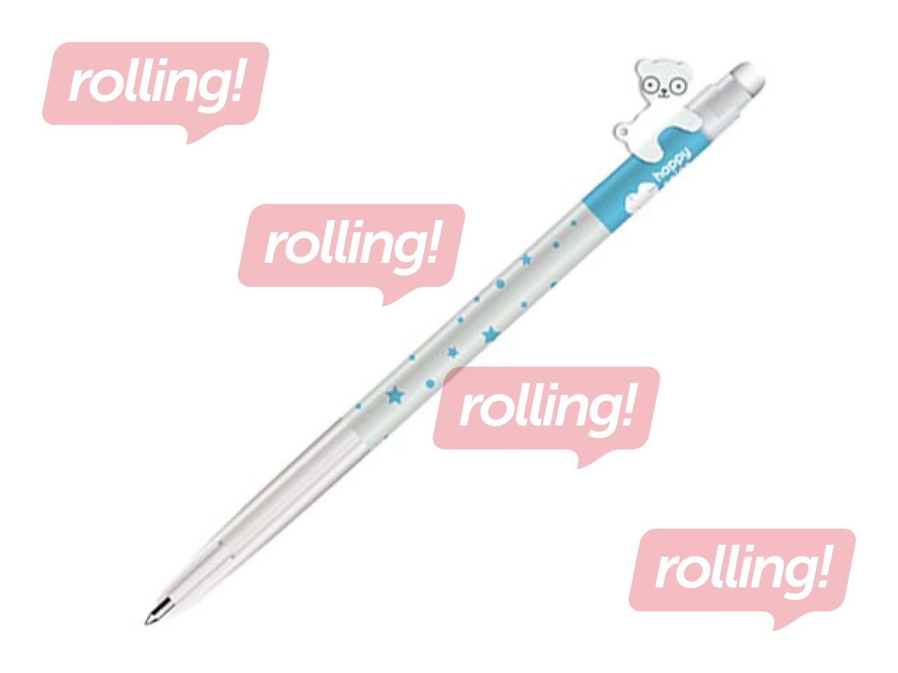 Gēla pildspalva Happy Color, Hello Bears, Pastel, dzēšama, zila tinte, 0.5mm