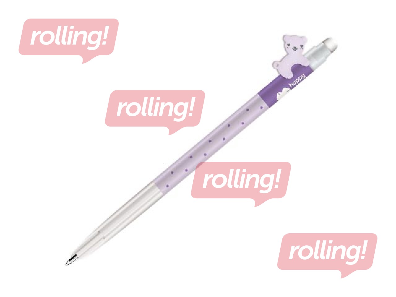 Gēla pildspalva Happy Color, Hello Bears, Pastel, dzēšama, zila tinte, 0.5mm