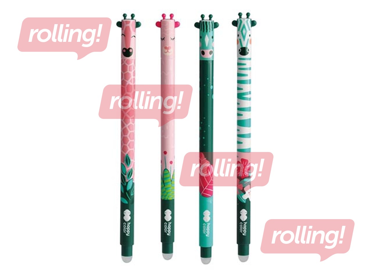 Gēla pildspalva Happy Color, African, dzēšama, 0.5mm, zila tinte