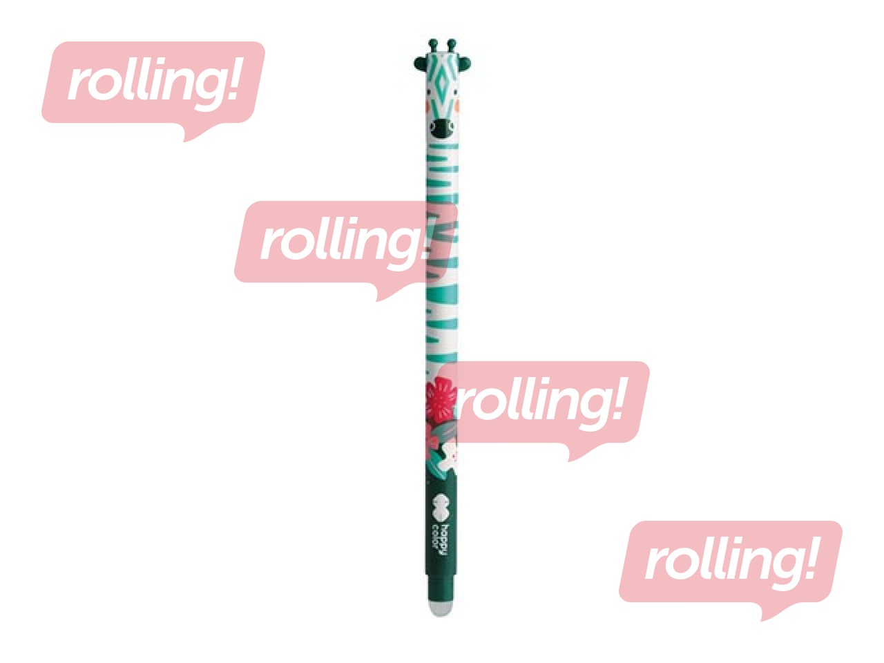 Gēla pildspalva Happy Color, African, dzēšama, 0.5mm, zila tinte