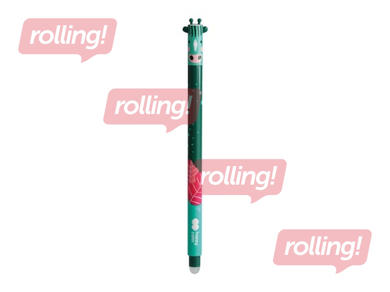 Gēla pildspalva Happy Color, African, dzēšama, 0.5mm, zila tinte