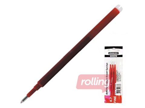 Gēla serdenis Stanger Eraser Gel Pen, sarkans, 3 gab.