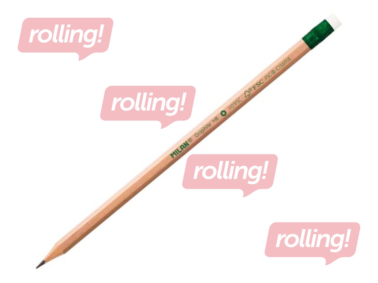 Zīmulis, Milan, ar dzēšgumiju, HB, dabīga koka