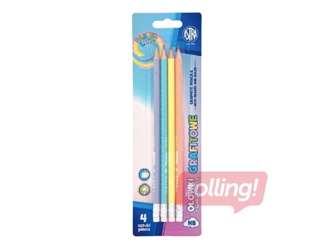 Zīmuļu komplekts Astra Pastel, HB, 4 gab.