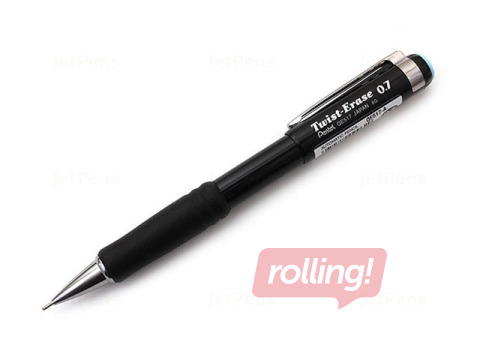 Mehāniskais zīmulis Twist - Eraser, ar dzēšgumiju, melnā krāsā, 0.7 mm