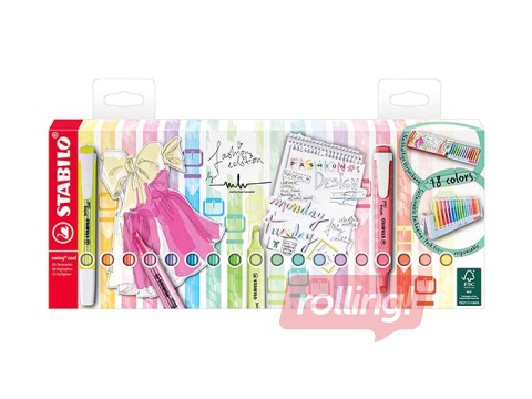 Teksta marķieru Stabilo Swing cool komplekts, 1-4 mm, 18 krāsas 