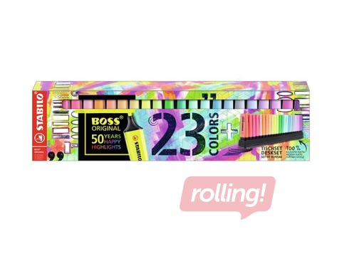 Teksta marķieru Stabilo Boss komplekts, 2-5mm, 23 krāsas 