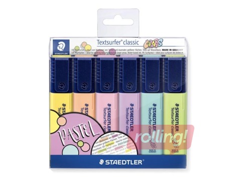Teksta marķieru komplekts Staedtler Textsurfer 364, 1-5mm, 6 pasteļkrāsas