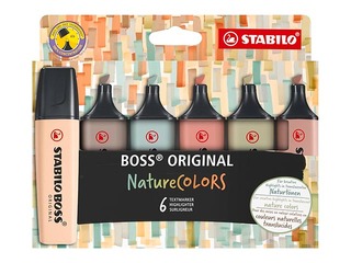 Teksta marķieru komplekts Stabilo Boss Original Naturecolors, 2-5mm, 6 krāsas