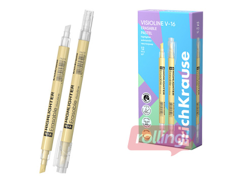 Teksta marķieris ErichKrause, Visioline V-16 Erasable Pastel, dzēšams, pasteļdzeltens