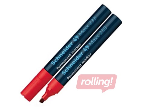 Permanentais marķieris Schneider 233, nošķelts, sarkans, 1-5mm