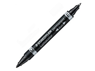 Permanentais marķieris Staedtler Lumcolor DUO, divpusējs, melns, 0.6mm/1.5mm