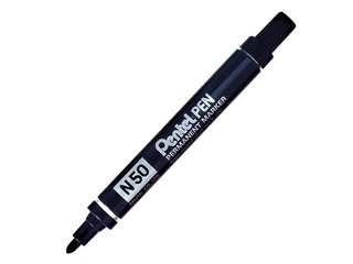 Permanentais marķieris Pentel N-50, apaļš, melns, 4.3mm