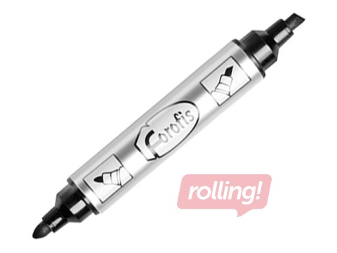 Permanentais marķieris Forofis, divpusējs, apaļš/šķelts, 1-5mm/3 mm, melns