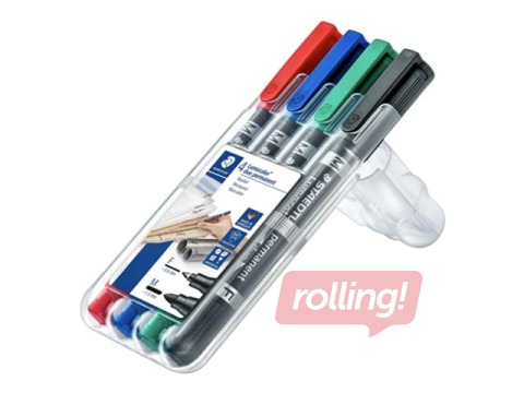 Permanentais marķieru komplekts Staedtler Lumcolor DUO, divpusējs, 0.6mm/1.5mm, 4 krāsas 