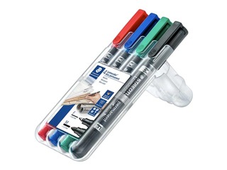 Permanentais marķieru komplekts Staedtler Lumcolor DUO, divpusējs, 0.6mm/1.5mm, 4 krāsas 