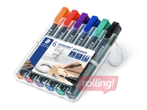 Permanentais marķieru komplekts Staedtler Lumcolor 352, 2mm, 6 krāsas