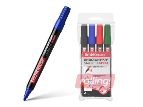 Permanento marķieru komplekts ErichKrause, P-200, 4 krāsas