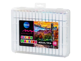 Marķieri skicēšanai un zīmēšanai, divpusējie, 48 krāsas