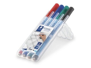 Marķieru komplekts Staedtler Lumocolor 305, dzēšamais, 1mm, 4 krāsas
