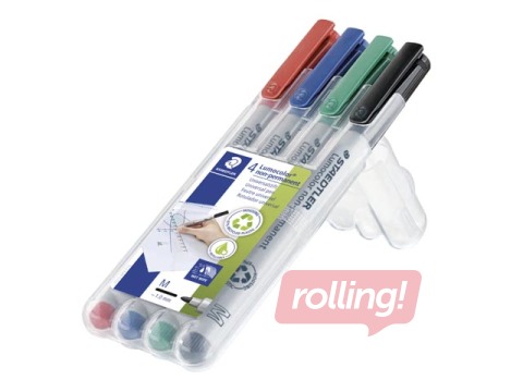 Marķieru komplekts Staedtler Lumocolor 315, 1mm, 4 krāsas, nav permanents