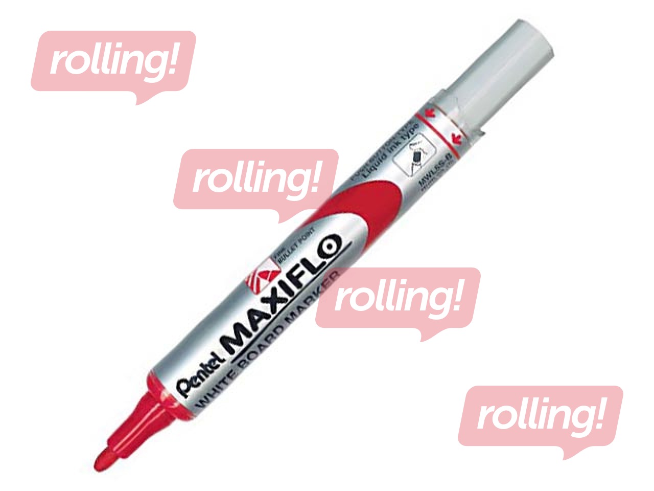 Marķieris baltajai tāfelei, Pentel Maxiflo, konisks, sarkans