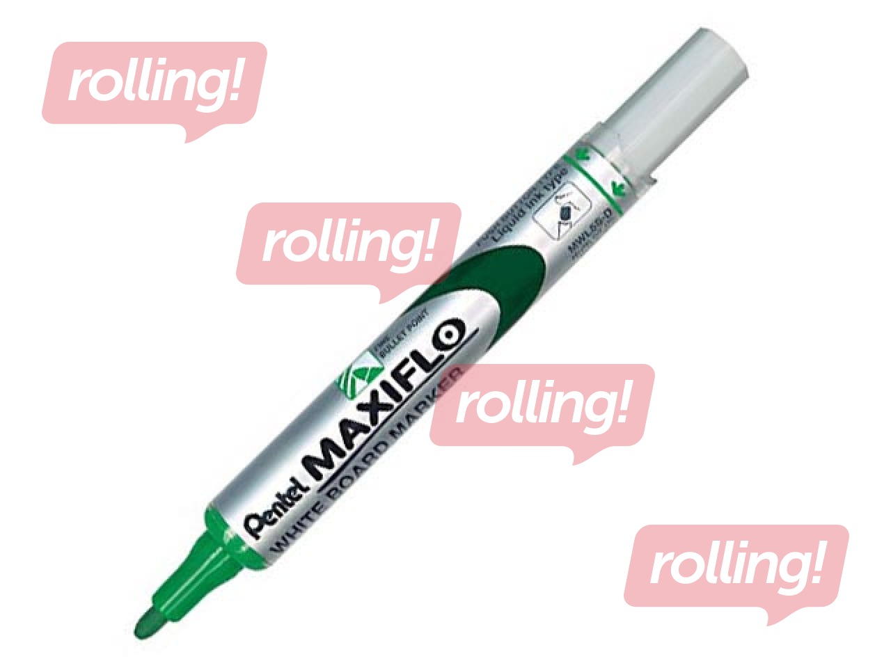 Marķieris baltajai tāfelei, Pentel Maxiflo, konisks, zaļš