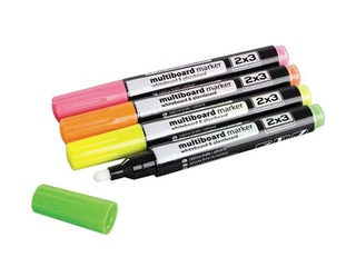 Marķieru komplekts baltajām un stikla tāfelēm 2x3, 4 krāsas