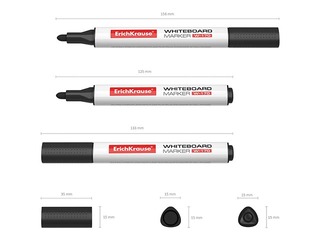 Marķieris baltajai tāfelei, ErichKrause W-170, trīsstūrveida forma, apaļš, melns