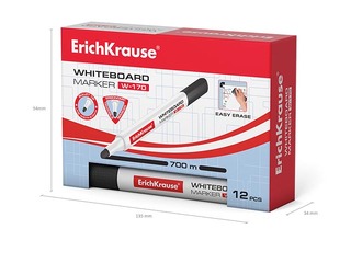 Marķieris baltajai tāfelei, ErichKrause W-170, trīsstūrveida forma, apaļš, melns