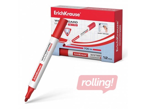 Marķieris baltajai tāfelei, ErichKrause W-170, trīsstūrveida forma, apaļš, sarkans