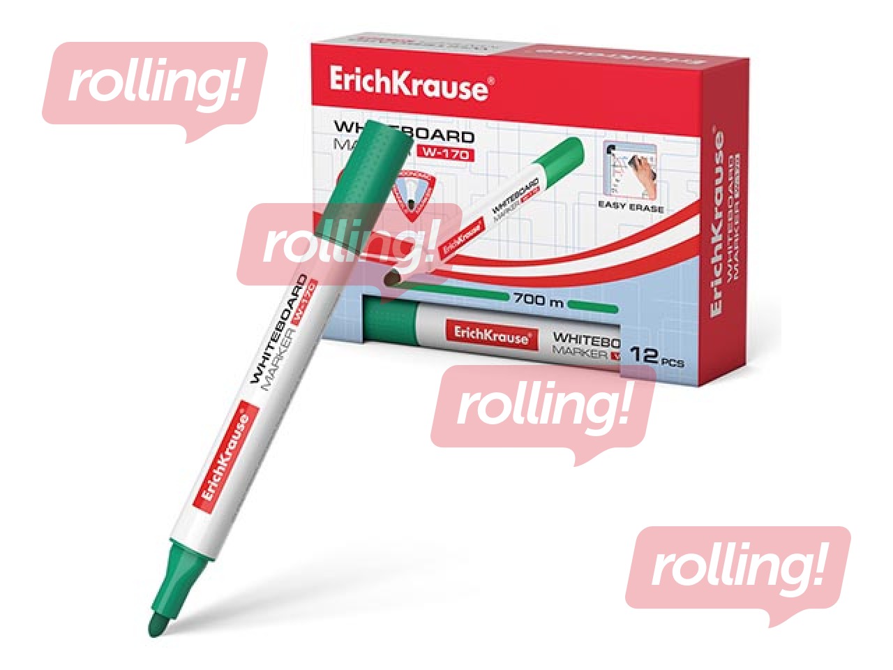 Marķieris baltajai tāfelei, ErichKrause W-170, trīsstūrveida forma, apaļš, zaļš