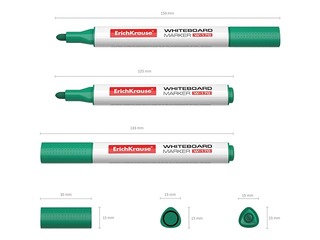Marķieris baltajai tāfelei, ErichKrause W-170, trīsstūrveida forma, apaļš, zaļš