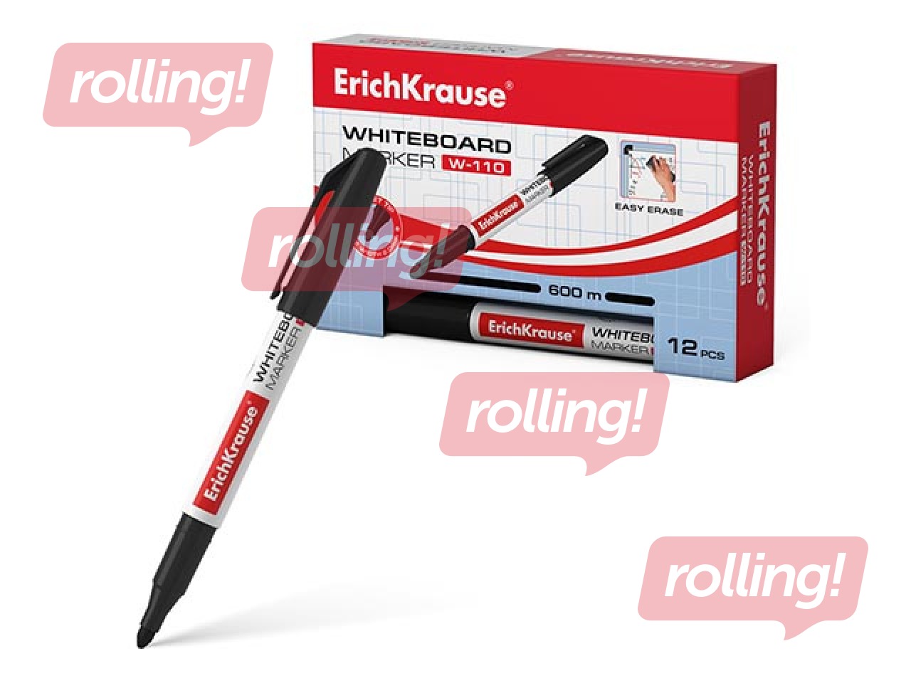Marķieris baltajai tāfelei, ErichKrause W-110, apaļš, melns