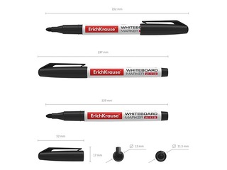 Marķieris baltajai tāfelei, ErichKrause W-110, apaļš, melns