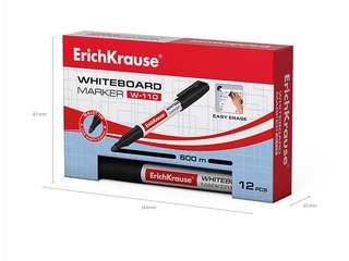 Marķieris baltajai tāfelei, ErichKrause W-110, apaļš, melns