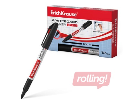 Marķieris baltajai tāfelei, ErichKrause W-110, apaļš, melns