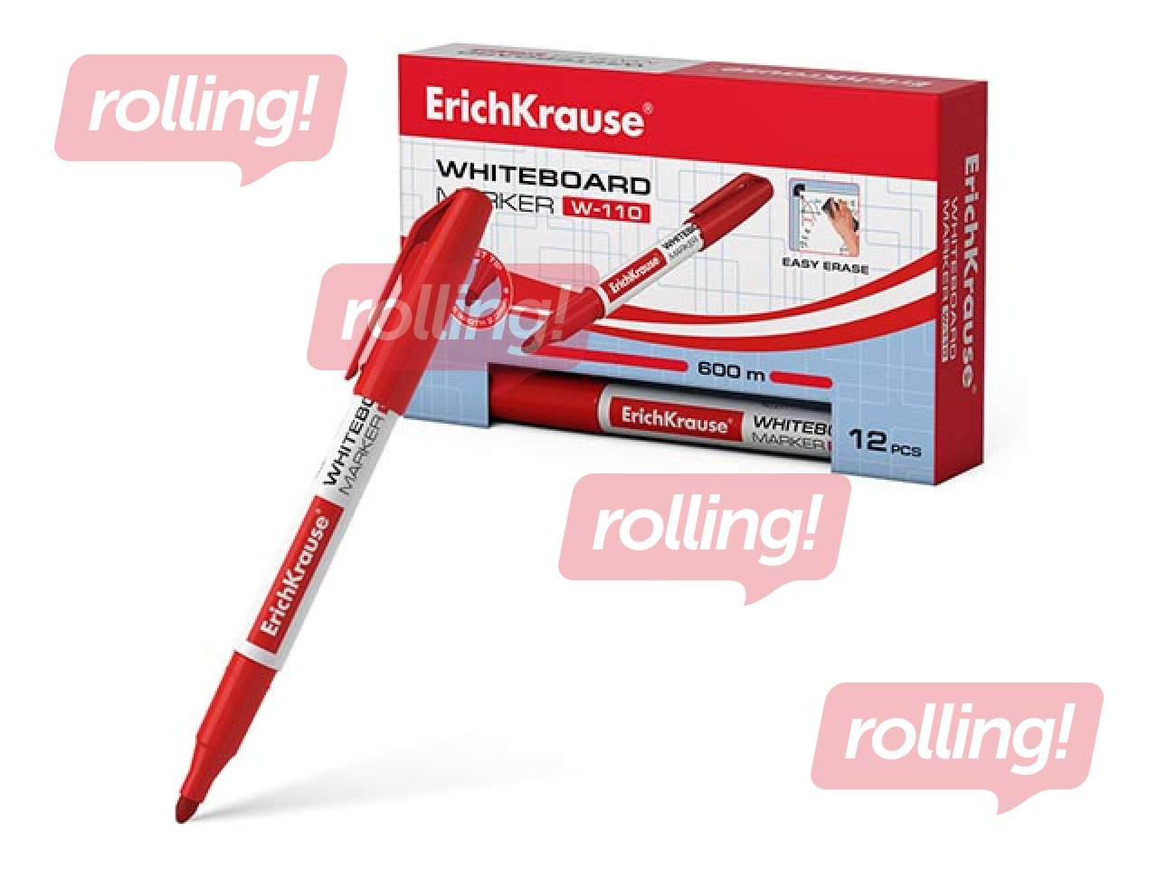 Marķieris baltajai tāfelei, ErichKrause W-110, apaļš, sarkans